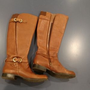 Sz 7.5 leather riding style boots, cognac